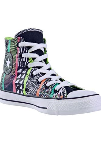 <br />
Pump up the volume in these gorgeous geometric print and neon coloured Converse hi-tops. No need to wait for the sun to come out to brighten up the day! </p>
<p><em><a href="http://www.bankfashion.co.uk/product/converse-all-star-hi-hypa-print/049342/?cm_mmc=pr-_-communications-_-pr-_-bankcosmo" target="_blank">Converse all star hi hypa print from BANK</a> - £52 Product code: 049342</em></p>