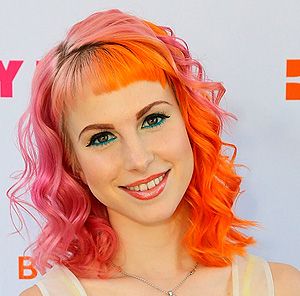 <p>Hayley Williams has been a very busy girl. Before heading to the MTV Movie Awards she was at Nylon and Boss Orange's pool party in California. Her bright hair stood out at both events. Did she get her inspiration from fruit salad sweets? It's certainly the right colour scheme. Looking at the backdrop, it seems like the singer was matching the hosts. We love it on the Paramore star. <br /><br /><br /></p>
