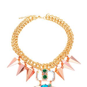 <p>Chunky gold chain, spiked drops and oversized gems, this statement necklace is so cool it hurts. We want it, naturally.</p>
<p>Necklace, £50, <a href="http://www.asos.com/ASOS/ASOS-Jewelled-Punk-Spike-Necklace/Prod/pgeproduct.aspx?iid=2709212&cid=6992&sh=0&pge=0&pgesize=200&sort=-1&clr=Multi" target="_blank">ASOS</a></p>