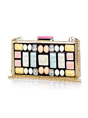 <p>This cute clutch is a gem of a find and a proper piece of decadent arm candy! The stuck-on stones have a DIY feel - if anyone asks, we made it ourselves, 'kay?</p>
<p>Bag, £35, <a href="http://www.riverisland.com/women/bags--purses/clutch-bags/Pink-gem-stone-embellished-box-clutch-bag-634899" target="_blank">River Island</a></p>