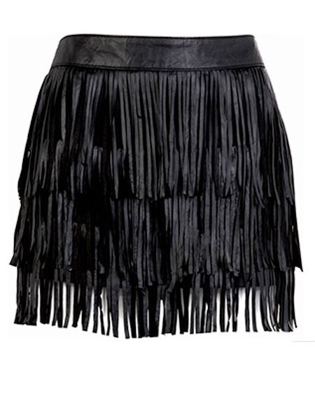 Fringing is big for summer and even bigger for winter! Be ahead of the Autumn trends and work this leather skirt like a true rock chick goddess<br /><br />£59.99, <a target="_blank" href="http://xml.riverisland.com/flash/content.php">www.riverisland.com</a><br />