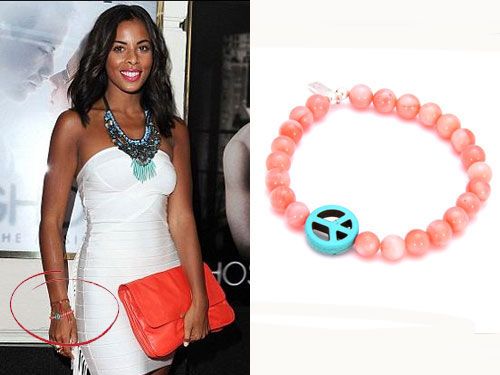 <p>The Saturdays songstress shows that jewellery doesn't have to be expensive to look amazing. Eliza Doolitle and Ellie Goulding  must agree as they have both been spotted sporting this bracelet too.  We love the mix of colours and the cute peace charm and it's a bit of a steal too!</p>
 
<p>£40,<a href="http://www.chlobo.co.uk/products/Summer-Love-Medium-Ball.html#"target="_blank">chlobo.co.uk</a></p>

