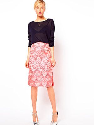 <p>A pencil skirt with a textured jacquard finish, coral fluro hue and sexy side slip? You do spoil us Asos…</p>
<p>Skirt, £40, <a href="http://www.asos.com/ASOS/ASOS-Pencil-Skirt-in-Statement-Fluro-Jacquard/Prod/pgeproduct.aspx?iid=2799064&cid=2623&sh=0&pge=0&pgesize=204&sort=-1&clr=Pink" target="_blank">Asos</a></p>