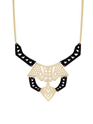 <p>Twin design duo Tida and Lisa Finch's new collection for Asos is both bold and beautiful. Our pick? This intricate gold and black statement cut-out pendant.</p>
<p>Finchittida Finch necklace, £35, <a href="http://www.asos.com/Finchittida-Finch/Finchittida-Finch-Akha-Armour-Necklace/Prod/pgeproduct.aspx?iid=3147051&cid=17511&sh=0&pge=0&pgesize=36&sort=-1&clr=Gold" target="_blank">ASOS</a></p>