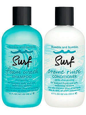 <p>The partners to Bumble and bumble's now iconic Surf Spray are the new Surf Foam Wash Shampoo and Creme Rinse Conditioner, perfect for those hitting their holidays. Together they cleanse the hair of build-up (be it salt spray or real sea water) and leave it airy-light with breezy bounce.<br /><br />Bumble and bumble Surf Foam Wash Shampoo, £18.50, <a href="http://www.bumbleandbumble.co.uk/product/9192/26676/Products/SurfCampaign/surf-foam-wash-shampoo/index.tmpl" target="_blank">Bumble and bumble</a>; Bumble and bumble Surf Creme Rinse Conditioner, £20, <a href="http://www.bumbleandbumble.co.uk/product/9192/26678/Products/SurfCampaign/surf-creme-rinse-conditioner/index.tmpl" target="_blank">Bumble and bumble </a></p>