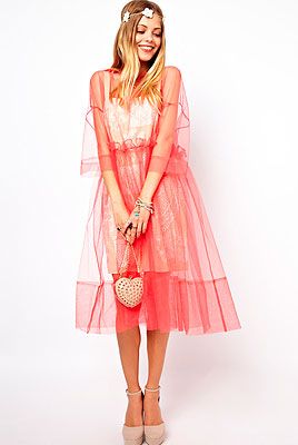 <p>Here, Central Saint Martins' graduate<strong> </strong>Molly Goddard expertly fuses modern and vintage in her ASOS Salon collection. Throw this nostalgic-feel sheer mesh smock over a fitted dusty pink slip dress and team with silver heels.</p>
<p>Mesh and embroidered layered dress, £140, MollyGoddard at <a href="http://www.asos.com/ASOS/ASOS-Molly-Goddard-Embroidered-Long-Sleeve-Smock-Dress/Prod/pgeproduct.aspx?iid=3057464&cid=8799&Rf-200=9&sh=0&pge=0&pgesize=204&sort=-1&clr=Coral" target="_blank">ASOS</a> Salon</p>