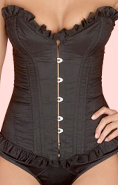 Constructed in taffeta with silver front fastenings and adjustable back laces to create ultimate waist and cleavage, this classic boned corset looked utterly stunning on Maggie Gyllenhaal in her AP ad campaign. We want! <br /><br />£195, <a target="_blank" href="http://www.agentprovocateur.com/classic-gwendoline/infox/gwendoline/corset/black">www.agentprovocateur.com  </a><br />