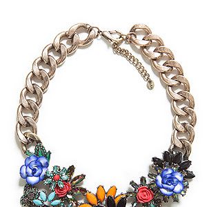 <p>Crystal flowers in bright hues, multi-coloured diamantes and chunky gold chain… our simple white tees are crying out for Zara's statement necklace.</p>
<p>Necklace, £29.99, <a href="http://www.zara.com/uk/en/new-collection/woman/accessories/jewelled-flowers-necklace-c269207p1296032.html" target="_blank">Zara</a></p>
