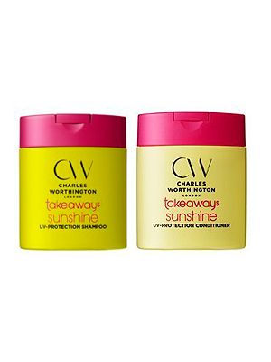 <p>You need these for multiple reasons; to protect your hair from UV damage and prevent colour change, to cleanse salt water and chlorine build-up and to de-frizz from dry or humid conditions.<br />Charles Worthington Takeaways Sunshine UV-Protected Shampoo and Conditioner, £1.99 each 75ml, <a title="http://www.amazon.co.uk/Charles-Worthington-Takeaways-Sunshine-Protection/dp/B0095U5G32" href="http://www.amazon.co.uk/Charles-Worthington-Takeaways-Sunshine-Protection/dp/B0095U5G32" target="_blank">amazon.co.uk</a></p>