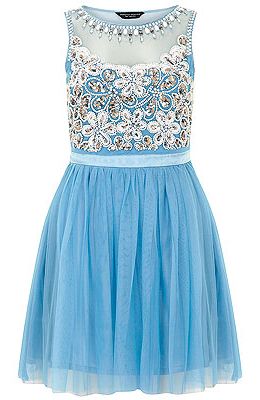 <p>Be the belle of the ball (or garden party) with Dorothy Perkin's blue prom dress. Full tulle skirt, sequined bodice with sheer cut-out and a powder blue hue – what's not to like?</p>
<p>Blue prom dress, £65, <a href="http://www.dorothyperkins.com/en/dpuk/product/whats-new-203534/view-all-new-in-203544/blue-embellished-prom-dress-2100618?bi=1&ps=200" target="_blank">Dorothy Perkins</a></p>