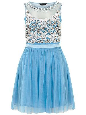 <p>Be the belle of the ball (or garden party) with Dorothy Perkin's blue prom dress. Full tulle skirt, sequined bodice with sheer cut-out and a powder blue hue – what's not to like?</p>
<p>Blue prom dress, £65, <a href="http://www.dorothyperkins.com/en/dpuk/product/whats-new-203534/view-all-new-in-203544/blue-embellished-prom-dress-2100618?bi=1&ps=200" target="_blank">Dorothy Perkins</a></p>