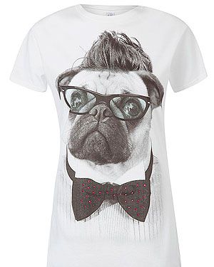 <p>A pug with a bow tie, geeky specs and a quiff a la Beckham, what's not to love?</p>
<p>Pug T-shirt, £6, <a href="http://direct.asda.com/george/womens-tops/pug-t-shirt/G004379131,default,pd.html" target="_blank">George</a></p>