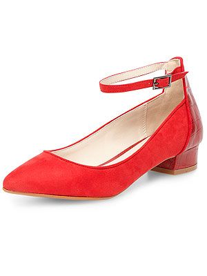 <p>Dorothy Perkins' cool red suede pointed courts with a snake effect block heel will take you from summer to autumn in a flash.</p>
<p>Red pointed low courts, £29, <a href="http://www.dorothyperkins.com/en/dpuk/product/whats-new-203534/new-in-shoes-204074/red-pointed-low-court-2115792?bi=1&ps=20" target="_blank">Dorothy Perkins</a></p>