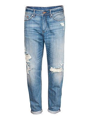 <p>Forget the skinny shape, it's all about boyfriend jeans this season - but make sure you add a feminine touch to yours. Think ripped jeans worn with a structured top and heels.</p>
<p>Boyfriend jeans, £29.99, <a href="http://www.hm.com/gb/product/13209?article=13209-A" target="_blank">H&M</a></p>