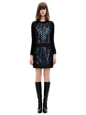 <p>A long-sleeved sequined dress in blue and black.</p>
<p>ls sleeve laser cut frame dress, £925, <a title="Victoria, Victoria Beckham" href="http://www.victoriabeckham.com/shop/category/victoria-victoria-beckham/ls-sleeve-laser-cut-frame-dress-black-slash-blue" target="_blank">Victoria, Victoria Beckham</a></p>