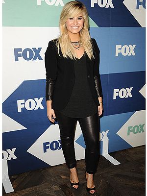 <p>New US X Factor judge Demi Lovato rocked up to the TCA summer party in a pretty wintry all-black ensemble.</p>
<p>Wearing skinny leather trousers paired with a fitted blazer, Demi looked smart, if a little 'safe'. Her statement necklace amped up an otherwise 'meh' look.</p>