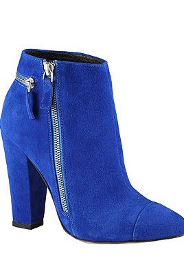 <p>Colour-block all the way to winter with a pair of suede ankle boots with block heel. Perfect for accessorizing an eye-popping 90s slip dress or leather look trousers and embellished jumper.</p>
<p>Blue boots, £90, <a href="http://www.aldoshoes.com/uk" target="_blank">Aldo</a> (mid-July)</p>
