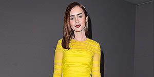 <p>You'd have been hard pressed to miss Lily Collins on Monday as she attended the Apple Store Soho Presents: Meet The Filmmakers 'The Mortal Instruments: City of Bones' event in New York on Monday. The 24-year-old looked amazing in a bright yellow Versace dress with sheer detailing that did wonders for her alabaster skin. She let the dress do all the talking and teamed it simply with black pointy Casadei heels, and she took the same stance with her beauty look. Plum lipstick and those eyebrows. Perfect.</p>