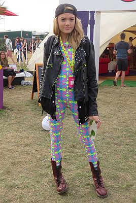 <p>We'll admit it; we thought this was Cara Delevingne from afar. But Becki'style at V Festival certainly rivals that of the model-of-the-moment, with her epic printed bodysuit by <a title="http://shop.spangled.co.uk/" href="http://shop.spangled.co.uk/" target="_blank">Spangled</a>, stompy DMs and Eastpak rucksack.</p>