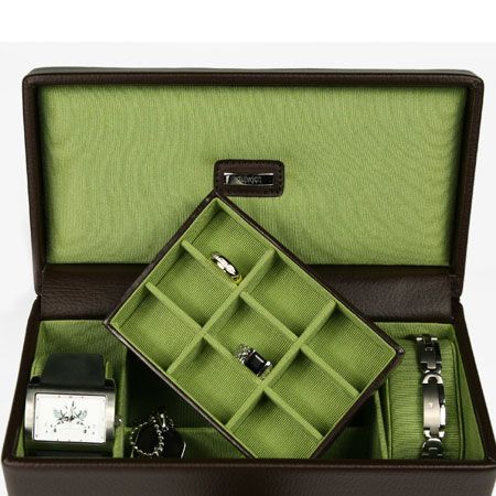 If he's the messy type, get him organised without having to utter a nagging word thanks to this lush leather box. There's space for watches, rings and cufflinks too...<br /><br /><a target="_blank" href="http://www.gemstv.co.uk/browse.jsp?category=boxesandchains&item=Boxes">www.gemstv.co.uk</a><br /><br />