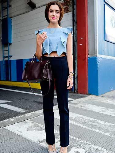 <p>Tonya is top of the crops in this sophisticated outfit. She mixes high-street Zara trousers with a luxe Yves Saint Laurent tote. Tres chic.</p>