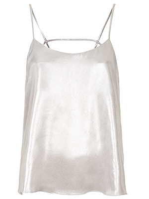 <p>This 90s style cami is the perfect partner for stylish seperates, especially if you're planning to party after the last show of the day.</p>
<p>Metallic cami, £28, <a href="http://www.topshop.com/webapp/wcs/stores/servlet/ProductDisplay?langId=-1&storeId=12556&catalogId=33057&productId=11778246&categoryId=1093304&parent_category_rn=208524" target="_blank">topshop.com</a></p>
<p> </p>