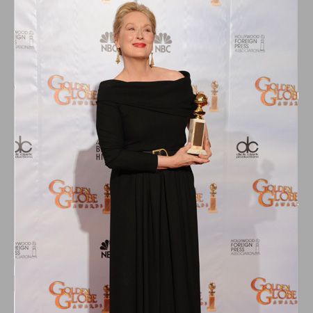 Looking gorgeous as ever, Meryl showed off her Best Performance by an Actress in a Motion Picture – Comedy or Musical award for <em>Julie & Julia</em>