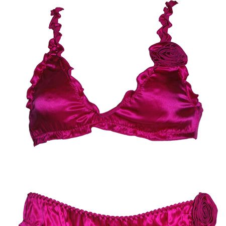 Silk, ruffles and a rose corsage – this pretty-as-a-picture set will give you (and him) some feel-good frivolity<br /><br />Best for: promoting perky boobs<br /><br />Bra, £20, brief, £15<a target="_blank" href="http://www.playfulpromises.com/shop/category/82"> www.playfulpromises.com</a><br />