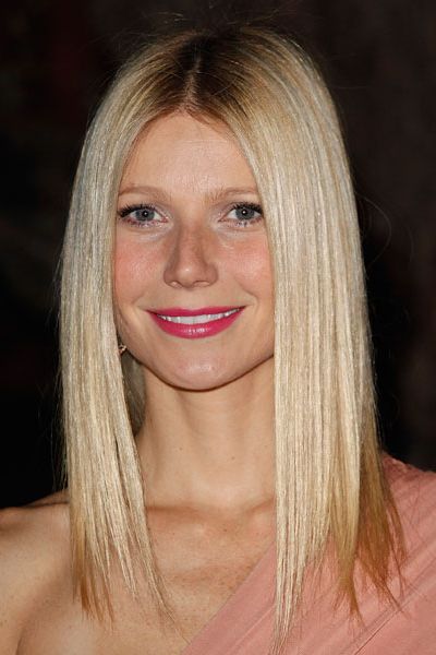 Gwyneth has kept it simple with a straight, shoulder -length style in keeping with the symmetry of her face