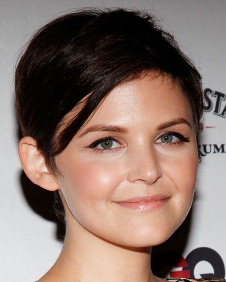 Round-shaped faces are lucky enough to have such feminine features that they can get away with a short pixie crop like Ginnifer Goodwin