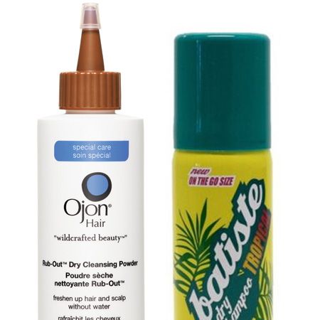 <p>What did we do before dry shampoo? Not festivals. Our faves are Batiste; the mini tropical version smells amazing and is pocket tiny, and the Ojon cleansing powder which eliminates oil whilst increasing volume at the roots. Perfect!</p>

<p>Batiste On The Go Tropical Dry Shampoo 50ml, £1.49, <a target="_blank" href="http://www.boots.com/en/Batiste-On-The-Go-Tropical-Dry-Shampoo-50ml_947913/?CAWELAID=340813865&cm_mmc=Shopping%20Engines-_-Google%20Base-_---_-Batiste%20On%20The%20Go%20Tropical%20Dry%20Shampoo%2050ml">www.boots.com</a></p>

<p>Ojon Rub-Out Dry Cleanser, £16.50, <a target="_blank" href="http://www.johnlewis.com/">John Lewis</a></p>