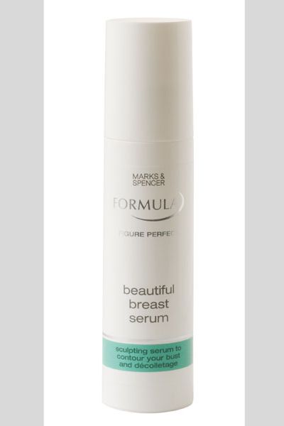 <p>This serum is a great all-rounder with a matching price tag. It firms, smoothes and tightens at the same time</p>

<p>Marks & Spencer Body Formula Beautiful Breast Serum, £12, <a target="_blank" href="http://www.marksandspencer.com/Body-Formula-Beautiful-Breast-Serum/dp/B001QKFU4E?ie=UTF8&ref=sr_11_1&pos=&mnSBrand=core&_encoding=UTF8">www.marksandspencer.com</a></p>