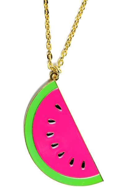 <p>This juicy necklace screams summer. It's new from Hannah Makes Things - get your teeth into it!</p>

<p>£16, <a target="_blank" href="http://www.hannahmakesthings2.ashopcommerce.co.uk/p/1113958/huge-slice-of-water-melon-pendant.html">www.hannahmakesthings.co.uk</a></p>