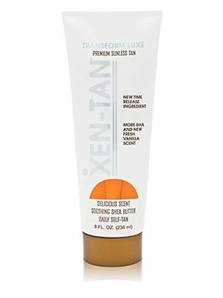 <p>Everyone knows that Xen-Tan is a hot beauty purchase right now. Their Transform Luxe is a luxurious lotion, which goes onto your skin looking clear, before developing into a wonderfully natural-looking tan. A genius way to capture that holiday glow </p>

<p>£23.95, <a target="_blank" href="http://www.xen-tan.co.uk/item/Xen-Tan-Transform-LUXE-236ml/T">www.xen-tan.co.uk</a></p>