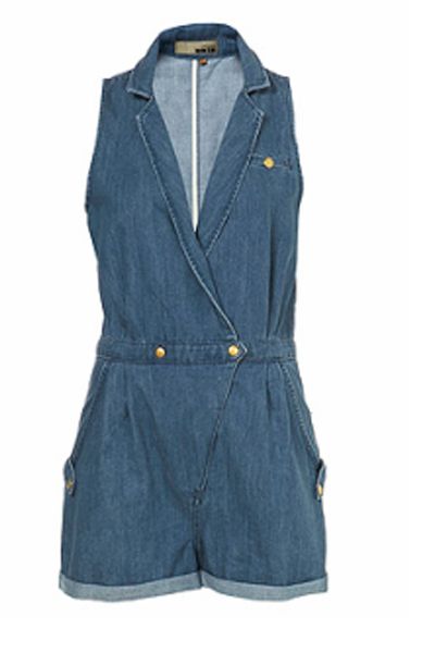<p>Double denim is a big trend this season, and what better way to rock it than with this cute playsuit from Topshop. </p>

<p>£50 <a href="http://www.topshop.com/webapp/wcs/stores/servlet/ProductDisplay?beginIndex=0&viewAllFlag=true&catalogId=19551&storeId=12556&categoryId=146486&parent_category_rn=118926&productId=1827715&langId=-1">www.topshop.com </a></p>