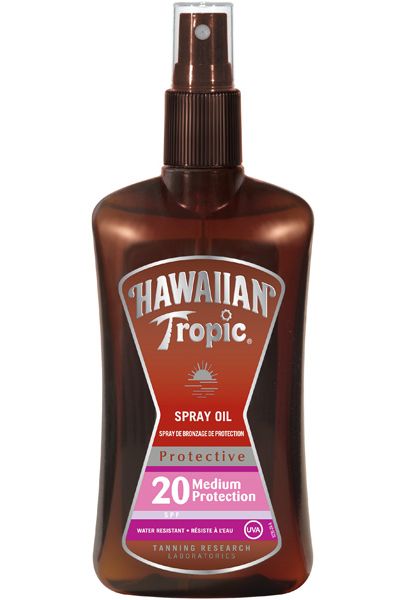 <p>Love an oil but want sensible protection? Check out the world's first SPF20 oil. It smells divine and will keep you covered. Hurrah!</p>

<p>Hawaiian Tropic Protective Dry Oil Spray SPF20, £11.99, <a target="_blank" href="http://www.boots.com/en/Hawaiian-Tropic-Protective-Dry-Oil-Spray-SPF-20-200ml_871367/">www.boots.com</a></p>