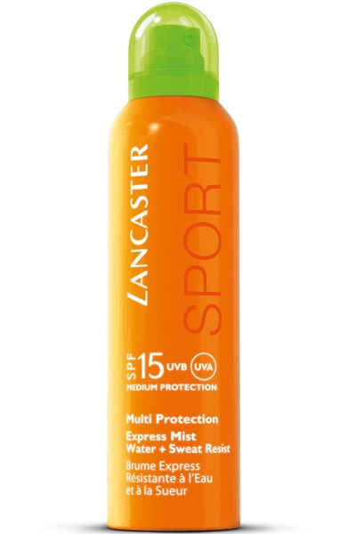 <p>We love luxe brand Lancaster Sun. Its Sports sunscreens withstand water and sweat making them perfect for adventure holidays! </p>

<p>Lancaster Sun Sport Multi-protection Express Mist SPF15. For stockists call 08003760688, currently £13.33 at <a target="_blank" href="http://www.debenhams.com/webapp/wcs/stores/servlet/prod_10001_10001_157069901299_-1?breadcrumb=Home~txtlancaster">www.debenhams.com</a></p>