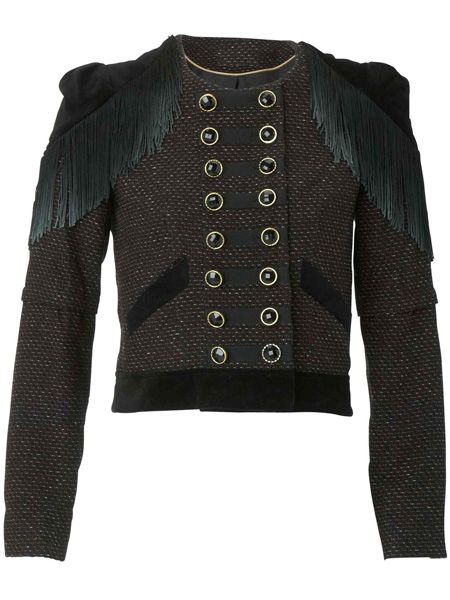 <p>Continuing the military theme is this statement fringe jacket which will command attention wherever you go</p>

<p>£25, Primark Limited Edition</p>