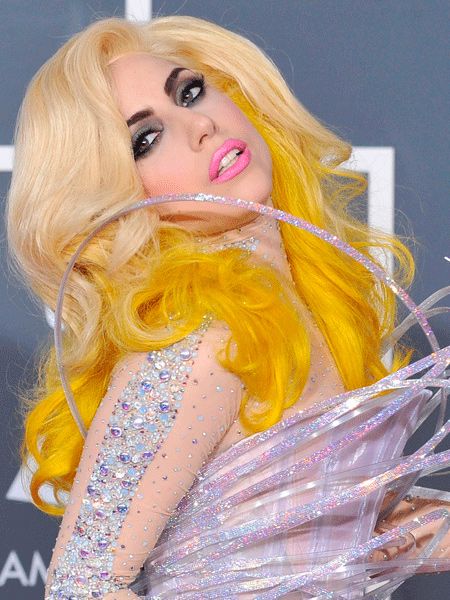 ...but more than half of us plumped for the yellow dip-dyed mane! It's not our personal choice for a Saturday night, but we wouldn't expect anything less from the queen of bonkers barnets