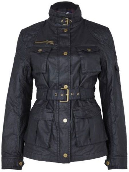 <p>The outdoorsy look is having a fashion moment. This designer-look waxed jacket will grant you lots of kudos</p>

<p>£54.99,<a target="_blank" href="http://www.riverisland.com/Online/women/coats--jackets/coats/black-waxed-motorcross-jacket-590800 "> riverisland.com</a></p>
