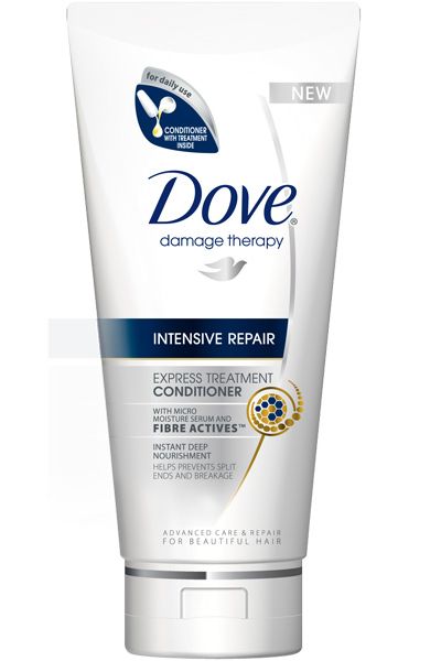 <p>The new nourishing treatment from Dove promises to fix damaged hair in a flash.  In just one minute it does the work of a powerful hair healer nourishing the hair's cuticles, preventing further damage</p>

<p>Dove Hair Damage Therapy Intensive Repair Express Treatment Conditioner, £3.29, nationwide</p>