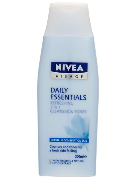 <p>Keep skincare simple by using a combined cleanser and toner. This new 2 in 1 from the  Nivea Visage Daily Essentials range is great for normal and combination skin and will clean, calm and soften skin</p>

<p>Nivea Visage Daily Essentials Refreshing 2 in 1 Cleanser & Toner, £3.29, <a target="_blank" href="http://www.nivea.co.uk">nivea.co.uk</a></p>