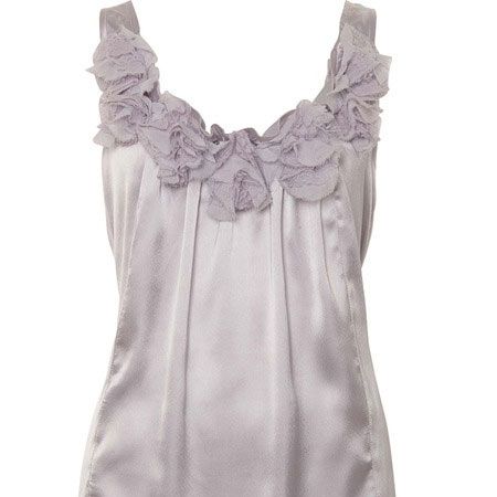 <p>Sheer tones are packing a  punch on high street right now, the colour and the neck frill detail on      this vest is a sure fire winner</p>

<p>£25<a target="_blank" href="http://www.awear.com/going-out-tops/rosette-cami/invt/10301410silver&setlocn=restofworld&log=4?siteID=0RpXOIXA500-BHAsQLCacc71ydKyxdxBqQ&cmpid=linkshare">, awear.com</a></p>