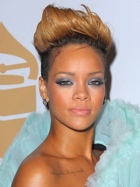 <p>Ever the hair innovator, Rihanna's pioneered punky 'dos this year. One of our fave looks of hers is this gravity-defying quiff. Try styling yours with Tigi Rockaholic Way Out Super Hair Glue (£6.99, <a target="_blank" href="http://www.amazon.co.uk/Tigi-Rockaholic-Way-Out-Super/dp/B002I1VKSU">amazon.co.uk</a>) when its dry to get hardcore hold </p>