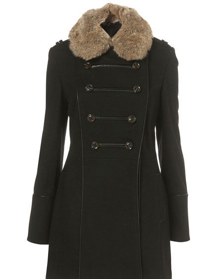 <p>Military jackets are on our wish list this season, there are so many different varieties you'll be sure to find one that suits you. Long, mid-length, cropped, blue, khaki, red, black, buttons, studs, fur, double-breasted... we've got them all here!<br /></p><p> </p><p>Think Russian Military with this fur lined collar jacket, both warm and pretty, be quick before it disappears from the rails </p><p> </p><p>£95, <a target="_blank" href="http://www.topshop.com/webapp/wcs/stores/servlet/Produ%20%20ctDisplay?beginIndex=0&viewAllFlag=&catalogId=33057&st%20%20oreId=12556&productId=1952033&langId=-1&categoryId=&se%20%20archTerm=military&pageSize=20">topshop.com</a> <br /></p>