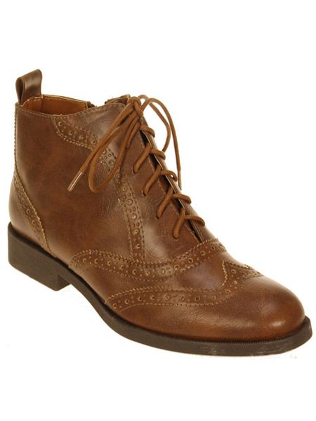 <p>We love these brogues that are half way between shoes and boots. Perfectly practical, but hot to trot</p>

<p>£30, <a href="http://www.linzishoes.com/prod.php?id=655573_colour_tan" target="_blank">linzishoes.com</a></p>

