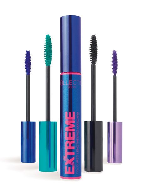 <p>Collection 2000 has gone to new lengths this season with its new Extreme Coloured Lengthening Mascaras that come in four hot hues. The perfect purchase to shake up your makeup for a party... use them solo for a shot of grabbing colour or over black for a hint of tint</p>

<p>£2.99, Superdrug</p>