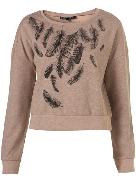If you're still feeling the chill of the wind and snow then cover up in this feather sweat top. Perfect for lounging around after a long day in the office <p> </p><p>£25, <a href="http://www.topshop.com/webapp/wcs/stores/servlet/ProductDisplay?beginIndex=0&viewAllFlag=&catalogId=33057&storeId=12556&productId=2130178&langId=-1&sort_field=Relevance&categoryId=208491&parent_categoryId=&sort_field=Relevance&pageSize=200" target="_blank">topshop.com</a></p>