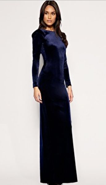 Velvet is THE fabric of the moment and this floor-length midnight blue dress hits all the right notes.The scooped back neck ups the sex appeal and the colour is simply divine!<br /><br />now £26.50, was £26.50, <a href="http://www.asos.com/Asos/Asos-Velvet-Maxi-Tube-Dress/Prod/pgeproduct.aspx?iid=1258990&cid=4877&sh=0&pge=5&pgesize=20&sort=-1&clr=Navy">asos.com</a><br />