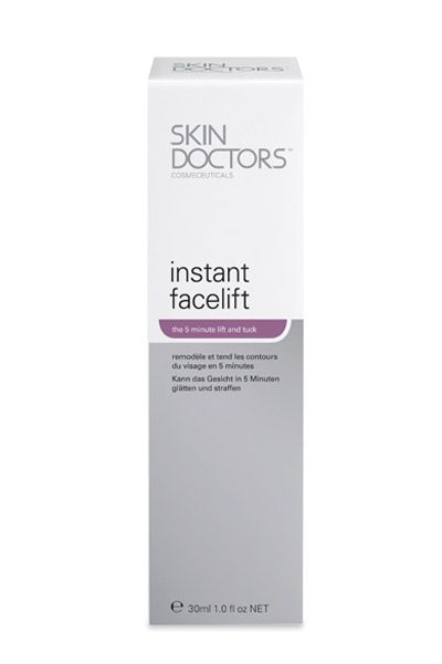 <p>With no healing period to contend with, Skin Doctors Instant Facelift calls itself the '5 minute lift and tuck'. A daily treatment that promises to stop skin sagging, massage the silky gel serum into your skin and you'll immediately feel its tightening effects. A must if you need a fast fix, this will leave you looking radiant, refreshed and with firmer features</p>

<p>Skin Doctors Instant Facelift, £30.63, <a target="_blank" title="Skin Doctors instant face lift" href="http://www.boots.com/en/Skin-Doctors-Instant-Facelift-30ml_852400/?CAWELAID=334508435&cm_mmc=Shopping%20Engines-_-Google%20Base-_---_-Skin%20Doctors%20Instant%20Facelift%2030ml">boots.com</a></p>